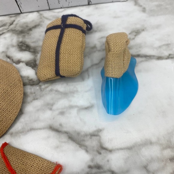 Vintage Barbie Burlap Beach Accessories Sun Hat Visor Beach Bag Clutch - Picture 3 of 5